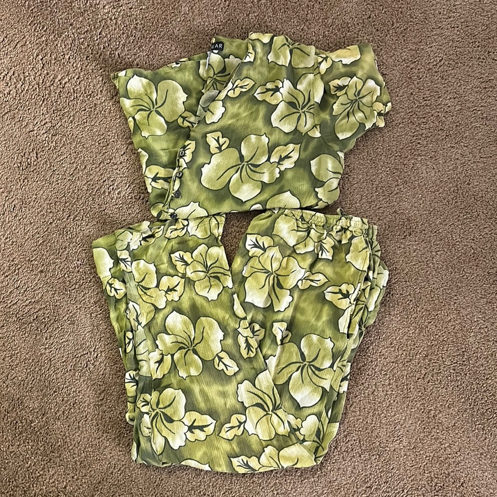 Green Flower Print Set